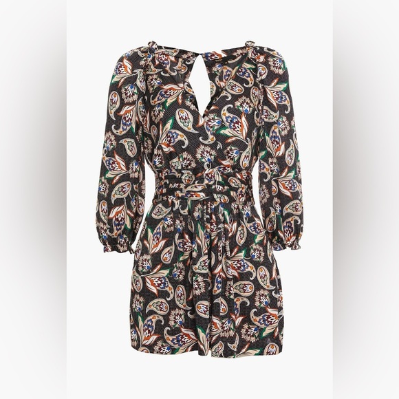 Maje Isley Paisley Print Satin Romper Wrap-effect printed  playsuit Size M - Picture 3 of 16